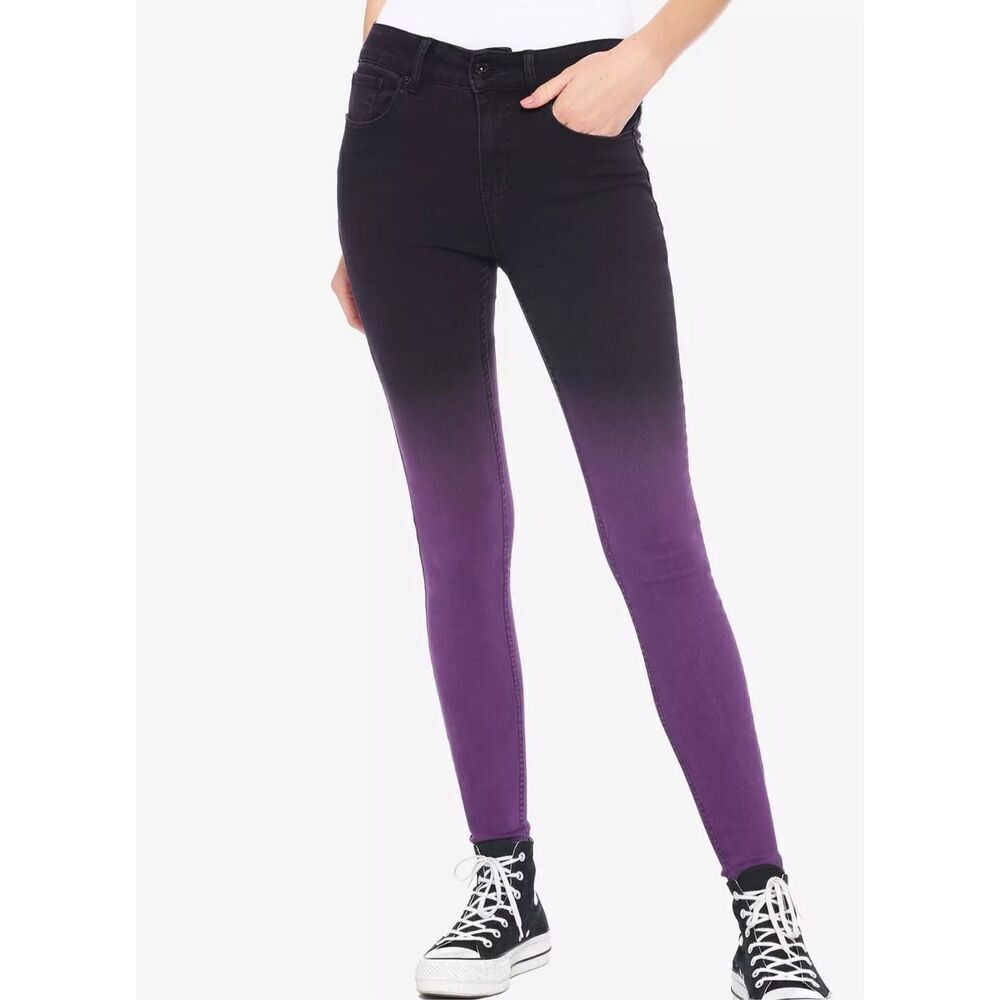 Hot Topic Denim Sunrise Purple Ombre Skinny Jeans NWT Size 7/27”